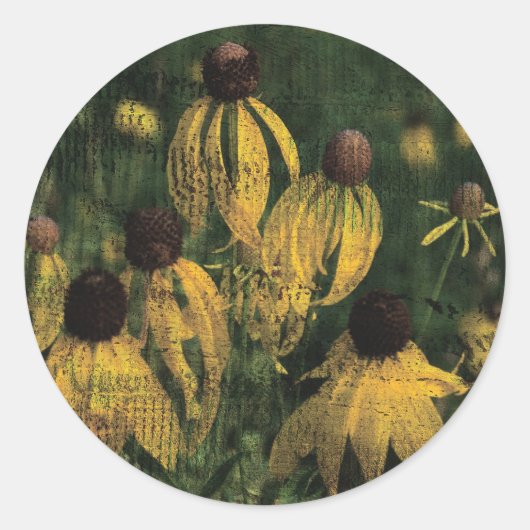 Sticker Rond Fleur sauvage jaune (Devant)