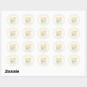 Sticker Rond Fleur sauvage Jaune doux comme Baby shower neutre (Feuille)