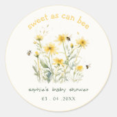 Sticker Rond Fleur sauvage Jaune doux comme Baby shower neutre (Devant)
