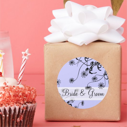 Sticker Rond Fleur sauvage Lavender Lilac Periwinkle Mariage (Fête)