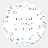 Sticker rond Fleur sauvage Mariage bleu classique (Devant)