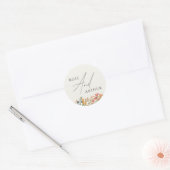 Sticker rond fleur sauvage Mariage de script class (Enveloppe)