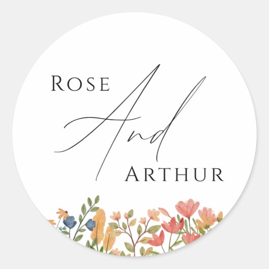 Sticker rond fleur sauvage Mariage de script class (Devant)