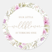 Sticker Rond Fleur sauvage Meadow | Premier anniversaire (Devant)