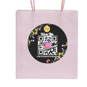 Sticker Rond Fleur sauvage Modern Business Instagram Qr Code