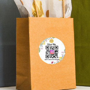 Sticker Rond Fleur sauvage Modern Business Instagram Qr Code
