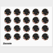 Sticker Rond Fleur sauvage noir Mariage d'été Wreath (Feuille)