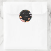 Sticker Rond Fleur sauvage noir Mariage d'été Wreath (Sac)