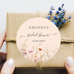 Sticker Rond Fleur sauvage pêche chute amour rose nuptiale douc