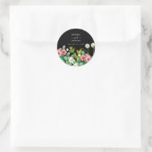 Sticker Rond Fleur sauvage Périwinkle Aquarelle Mariage noir (Sac)
