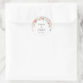 Sticker Rond Fleur sauvage rose blanc Mariage (Sac)