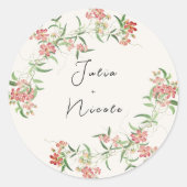 Sticker Rond Fleur sauvage rose Rose Spring Garland Mariage (Devant)