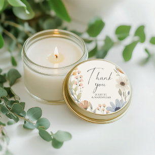 Sticker Rond Fleur sauvage rustique Wreath Merci mariage Faveur