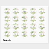 Sticker Rond Fleur sauvage vert feuillage Aquarelle Monogramme (Feuille)