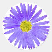 Sticker Rond Fleur sauvage violet avec photo Centre Jaune (Devant)
