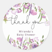 Sticker rond Fleur sauvage violet Merci classique (Devant)