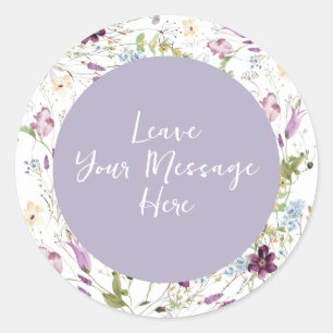 Sticker Rond Fleur sauvage Wild ONE Papillon Aimer votre messag