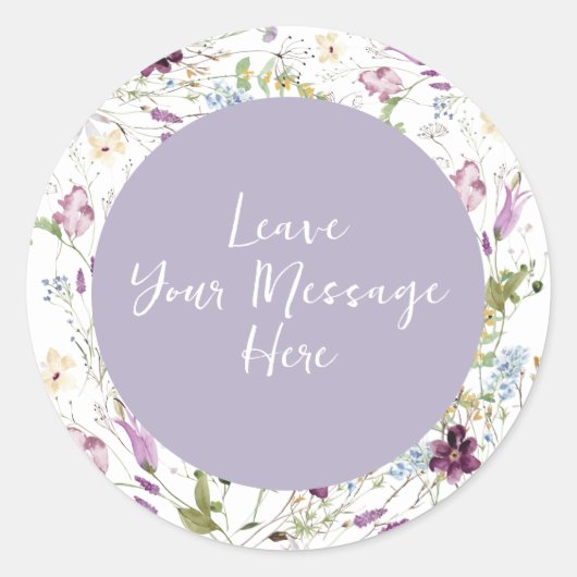 Sticker Rond Fleur sauvage Wild ONE Papillon Aimer votre messag (Devant)