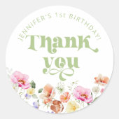 Sticker Rond Fleur sauvage Wild un anniversaire merci (Devant)