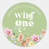 Sticker Rond Fleur sauvage Wild une fille 1er anniversaire (Devant)