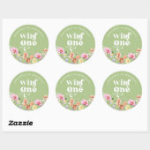 Sticker Rond Fleur sauvage Wild une fille 1er anniversaire (Feuille)