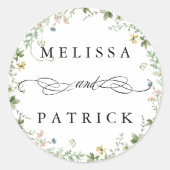 Sticker Rond Fleur sauvage Wreath Élégant mariage (Devant)