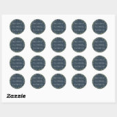 Sticker Rond Fleur sauvage Wreath Élégant mariage bleu marine (Feuille)