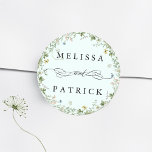 Sticker Rond Fleur sauvage Wreath Elegant Wedding Mint<br><div class="desc">Cet élégant autocollant de mariage comporte une couronne florale avec des fleurs sauvages d'aquarelle peints à la main en rose,  jaune et vert. Pour une personnalisation plus avancée de cette conception,  cliquez sur le BOUTON OUTIL DESIGN BLEU ci-dessus !</div>