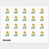 Sticker Rond fleur sourire (Feuille)