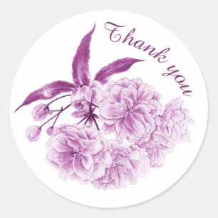 Sticker Rond Fleur teintée de pourpre de floraison printanière