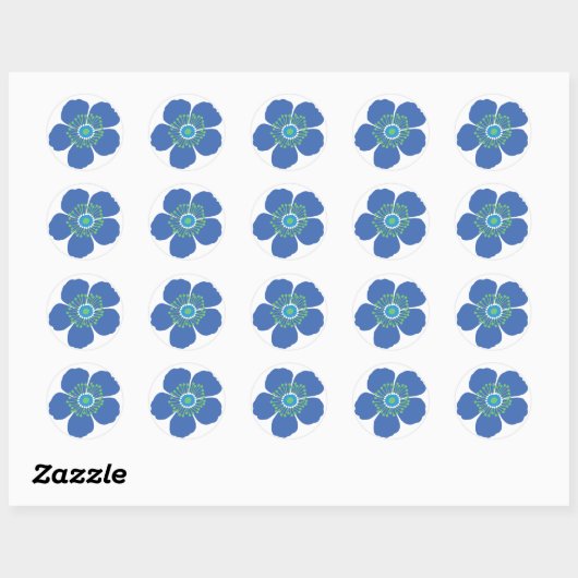 Sticker Rond Fleur tropicale bleue (Feuille)