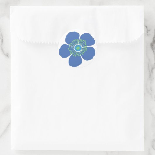 Sticker Rond Fleur tropicale bleue (Sac)