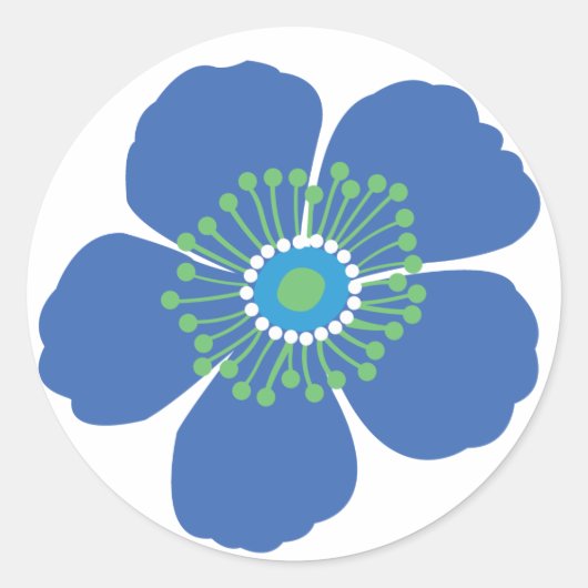 Sticker Rond Fleur tropicale bleue (Devant)