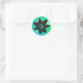 Sticker Rond Fleur Tropicale Bleue Verte (Sac)