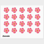 Sticker Rond Fleur tropicale rose (Feuille)