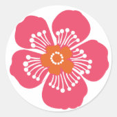 Sticker Rond Fleur tropicale rose (Devant)