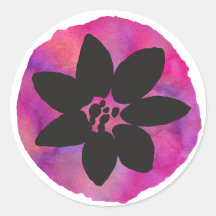 Sticker Rond Fleur Tropicale Violette