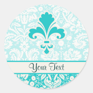 Sticker Rond Fleur turquoise de lis