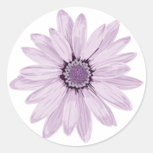 Sticker Rond Fleur violet clair