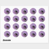 Sticker Rond Fleur violet clair avec abeille (Feuille)
