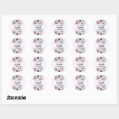 Sticker Rond Fleur violet rose violet anniversaire (Feuille)
