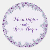 Sticker Rond Fleur violette élégante (Devant)
