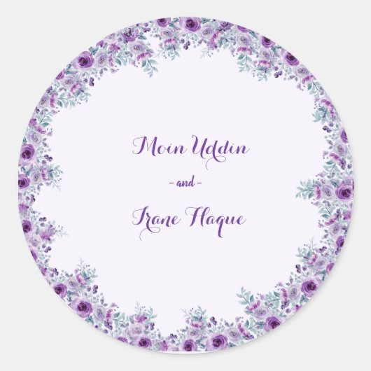 Sticker Rond Fleur violette élégante  (Devant)