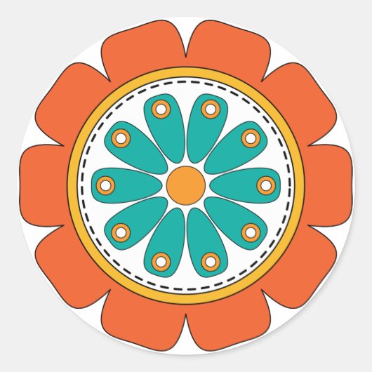 Sticker Rond Fleur Whimsical colorée (Devant)