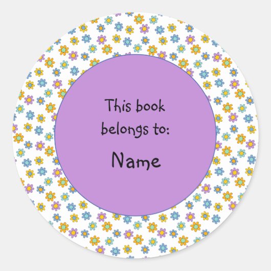 Sticker Rond Fleur Whimsical mignonne et colorée (Devant)