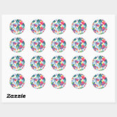 Sticker Rond Fleuris colorés  (Feuille)