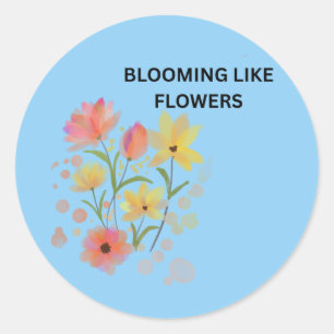 Sticker Rond Fleurissant comme des fleurs Fleurs aquarelles
