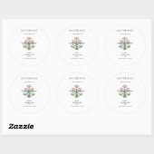 Sticker Rond Fleurissant pour le mariage de [Couple's Names] (Feuille)