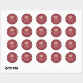 Sticker Rond Fleuriste Rose Fleur Rouge & Beige Business (Feuille)