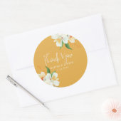 Sticker Rond Fleuron jaune chaud Fleurs de printemps Mariage Fa (Enveloppe)